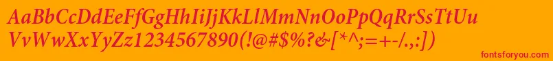 MinionproSemiboldcnit Font – Red Fonts on Orange Background