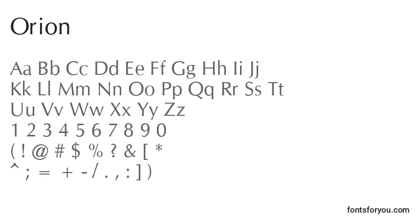 Orion-fontti – aakkoset, numerot, erikoismerkit