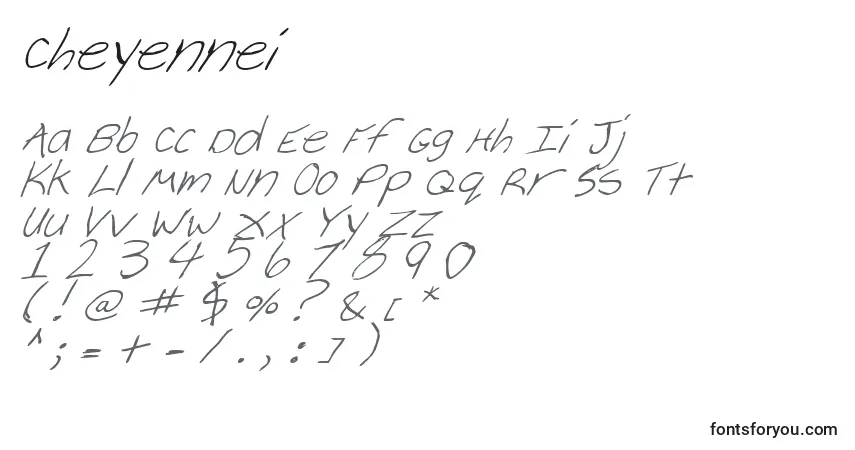 Czcionka Cheyennei – alfabet, cyfry, specjalne znaki