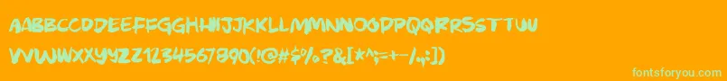 Murkybuzzdemo-Schriftart – Grüne Schriften auf orangefarbenem Hintergrund