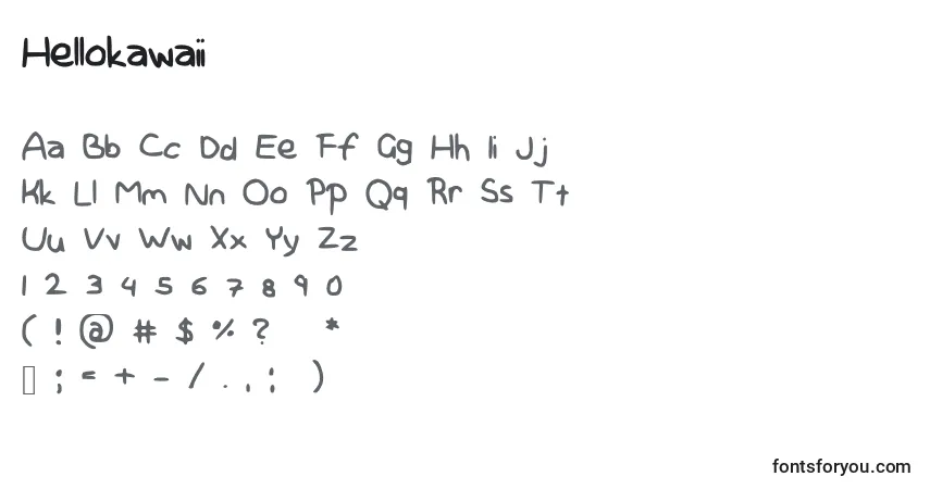 A fonte Hellokawaii – alfabeto, números, caracteres especiais
