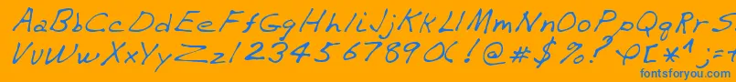 VaughnRegular-Schriftart – Blaue Schriften auf orangefarbenem Hintergrund