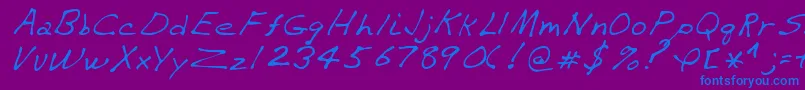 VaughnRegular-Schriftart – Blaue Schriften auf violettem Hintergrund