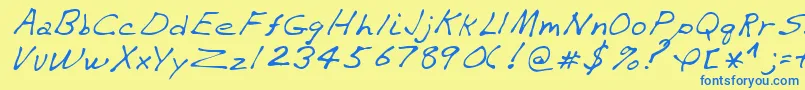 VaughnRegular Font – Blue Fonts on Yellow Background