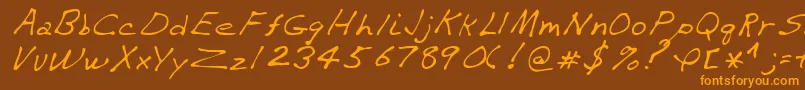 VaughnRegular-Schriftart – Orangefarbene Schriften auf braunem Hintergrund