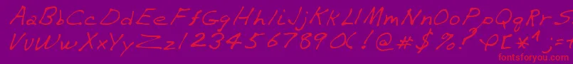 VaughnRegular-Schriftart – Rote Schriften auf violettem Hintergrund