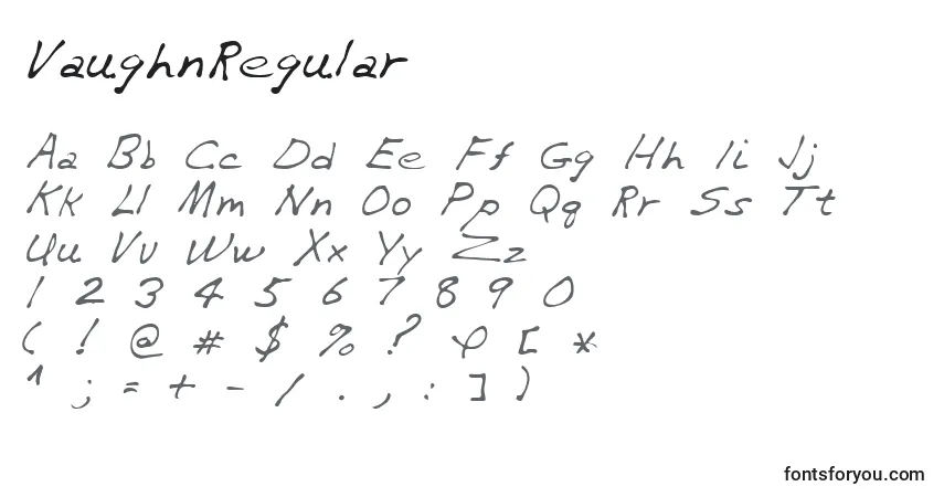 characters of vaughnregular font, letter of vaughnregular font, alphabet of  vaughnregular font
