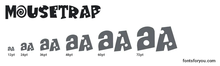 sizes of mousetrap font, mousetrap sizes