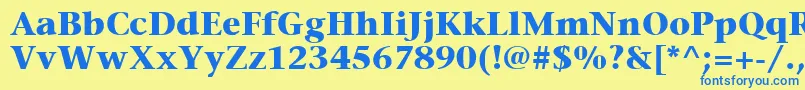 フォントItcStoneSerifLtBold – 青い文字が黄色の背景にあります。