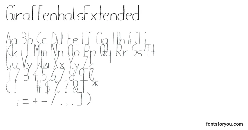 Czcionka GiraffenhalsExtended – alfabet, cyfry, specjalne znaki
