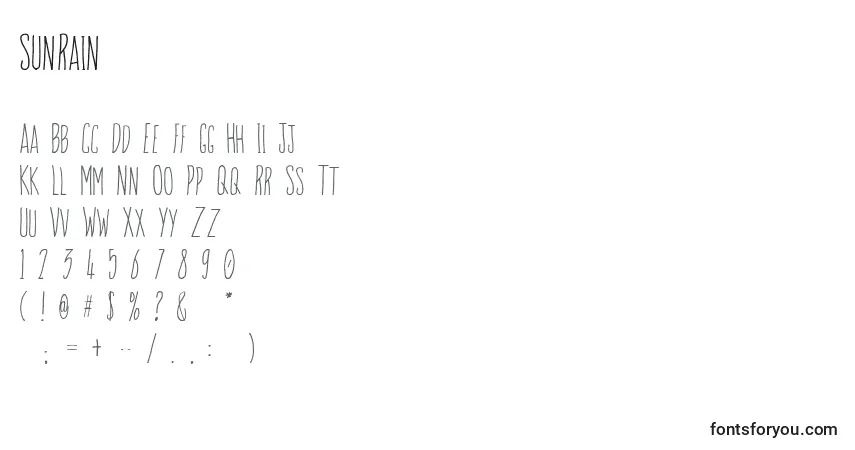 Шрифт SunRain – алфавит, цифры, специальные символы