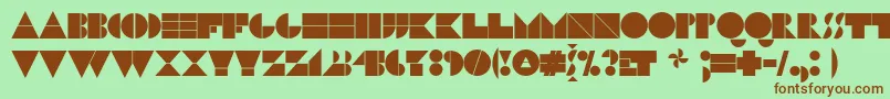 フォントN17bl – 緑の背景に茶色のフォント