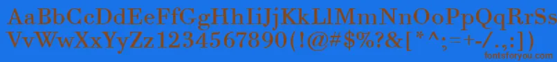 フォントBodoniSixItcTtBook – 茶色の文字が青い背景にあります。