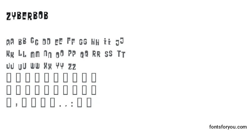 A fonte Zyberbob – alfabeto, números, caracteres especiais