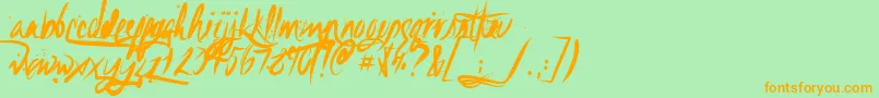 UnfoldingtragTextured-Schriftart – Orangefarbene Schriften auf grünem Hintergrund