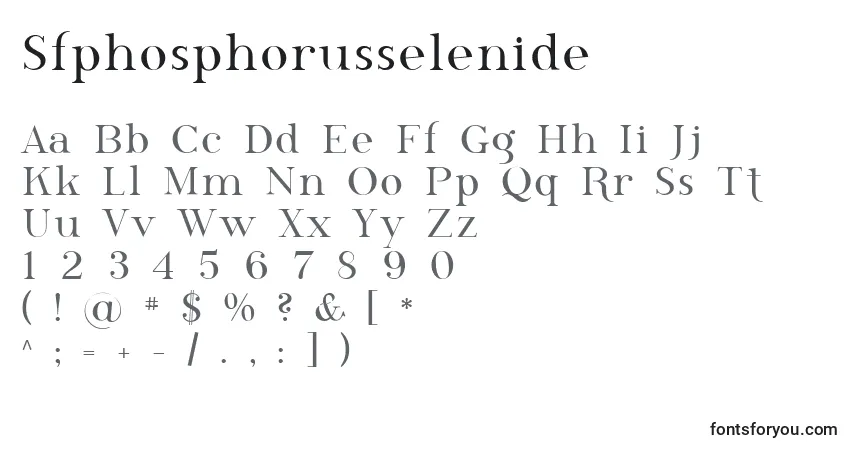 Czcionka Sfphosphorusselenide – alfabet, cyfry, specjalne znaki