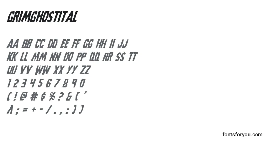 Grimghostitalフォント–アルファベット、数字、特殊文字