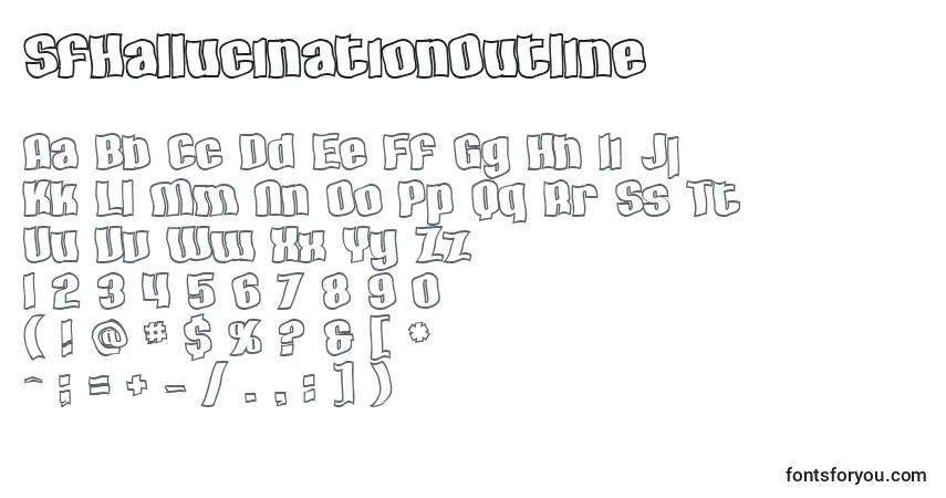 Schriftart SfHallucinationOutline – Alphabet, Zahlen, spezielle Symbole