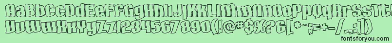 Шрифт SfHallucinationOutline – чёрные шрифты на зелёном фоне