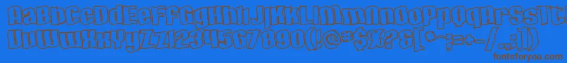 SfHallucinationOutline-Schriftart – Braune Schriften auf blauem Hintergrund