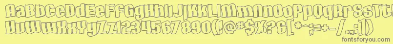 SfHallucinationOutline-fontti – harmaat kirjasimet keltaisella taustalla