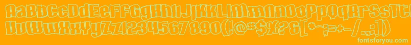 SfHallucinationOutline Font – Green Fonts on Orange Background