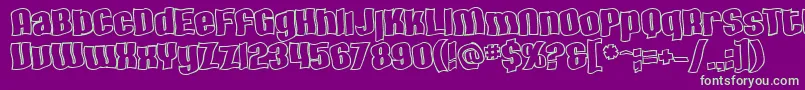SfHallucinationOutline Font – Green Fonts on Purple Background