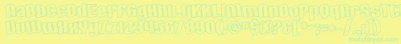 SfHallucinationOutline Font – Green Fonts on Yellow Background