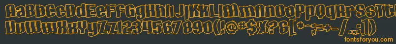 SfHallucinationOutline-Schriftart – Orangefarbene Schriften auf schwarzem Hintergrund