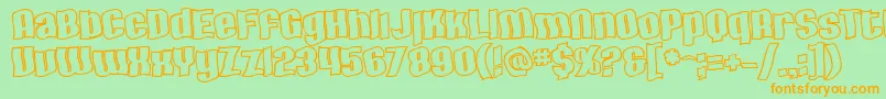 SfHallucinationOutline-Schriftart – Orangefarbene Schriften auf grünem Hintergrund