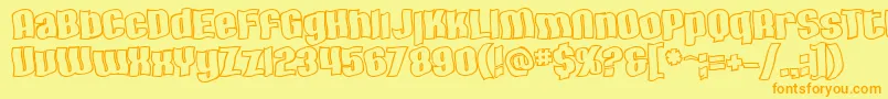 SfHallucinationOutline Font – Orange Fonts on Yellow Background