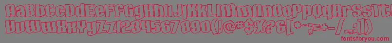 フォントSfHallucinationOutline – 赤い文字の灰色の背景