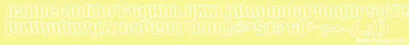 SfHallucinationOutline Font – White Fonts on Yellow Background