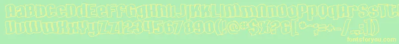 SfHallucinationOutline-fontti – keltaiset fontit vihreällä taustalla
