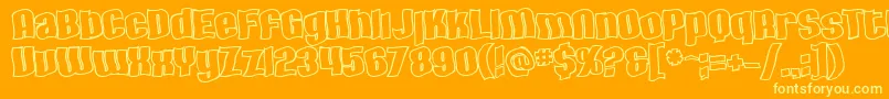 Czcionka SfHallucinationOutline – żółte czcionki na pomarańczowym tle