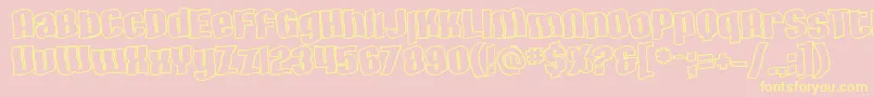 SfHallucinationOutline-Schriftart – Gelbe Schriften auf rosa Hintergrund