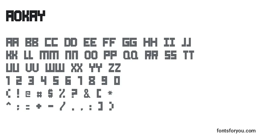 A fonte Aokay – alfabeto, números, caracteres especiais