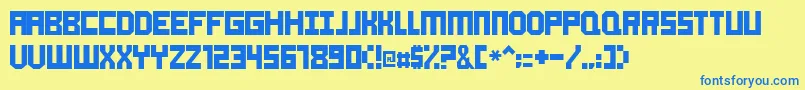 フォントAokay – 青い文字が黄色の背景にあります。