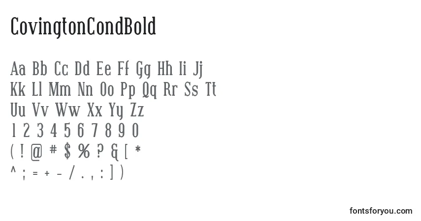 A fonte CovingtonCondBold – alfabeto, números, caracteres especiais