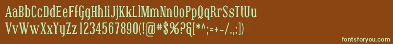 フォントCovingtonCondBold – 緑色の文字が茶色の背景にあります。