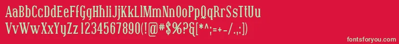 フォントCovingtonCondBold – 赤い背景に緑の文字