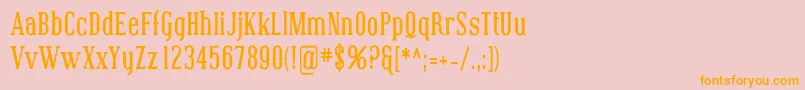 CovingtonCondBold-Schriftart – Orangefarbene Schriften auf rosa Hintergrund