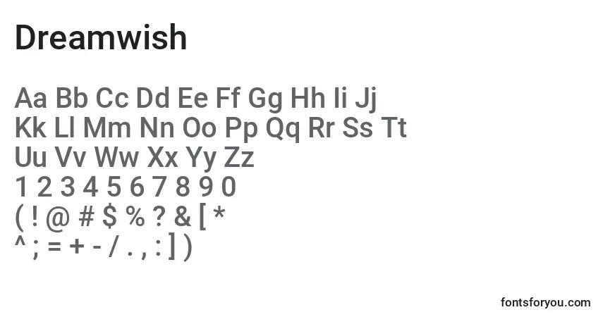 Czcionka Dreamwish – alfabet, cyfry, specjalne znaki