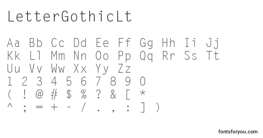 A fonte LetterGothicLt – alfabeto, números, caracteres especiais