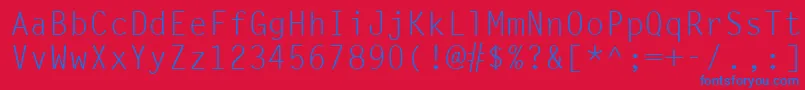 LetterGothicLt-Schriftart – Blaue Schriften auf rotem Hintergrund