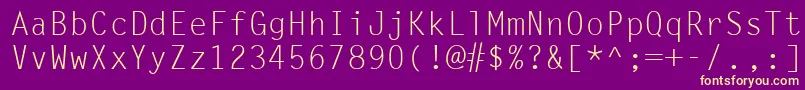 LetterGothicLt-Schriftart – Gelbe Schriften auf violettem Hintergrund