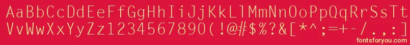 LetterGothicLt-fontti – keltaiset fontit punaisella taustalla