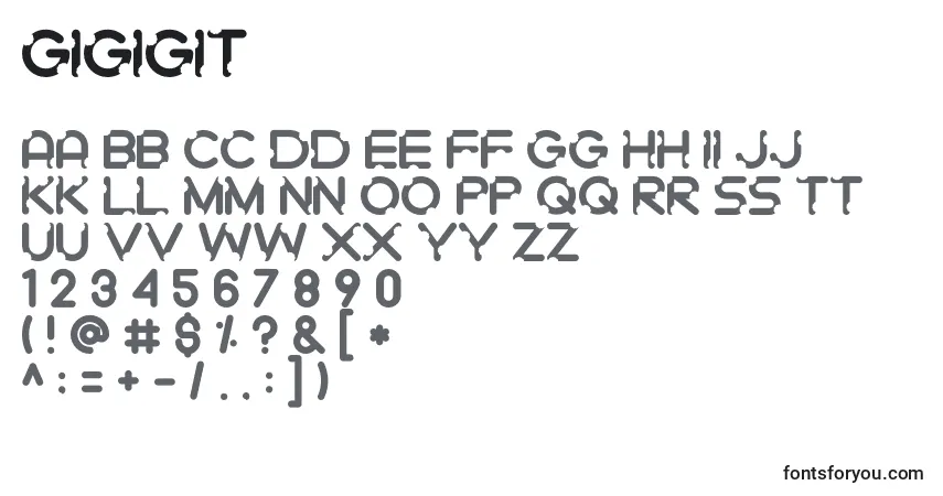 Шрифт Gigigit – алфавит, цифры, специальные символы