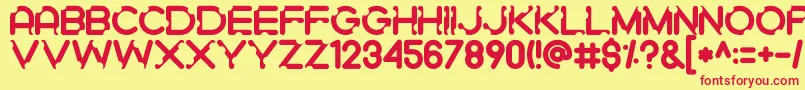 Gigigit-Schriftart – Rote Schriften auf gelbem Hintergrund