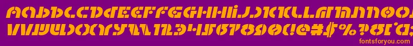 Questlokexpandital-Schriftart – Orangefarbene Schriften auf violettem Hintergrund